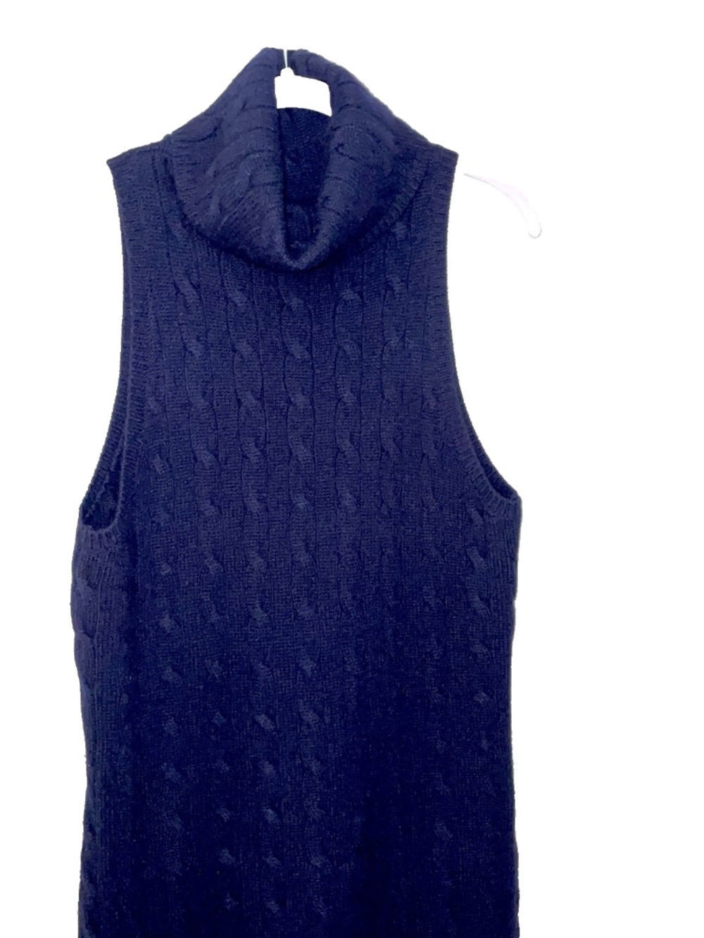 RUGBY Ralph Lauren Sweater Dress XL Cashmere Wool Navy Blue Cable Knit Cowl Neck - Picture 4 of 10